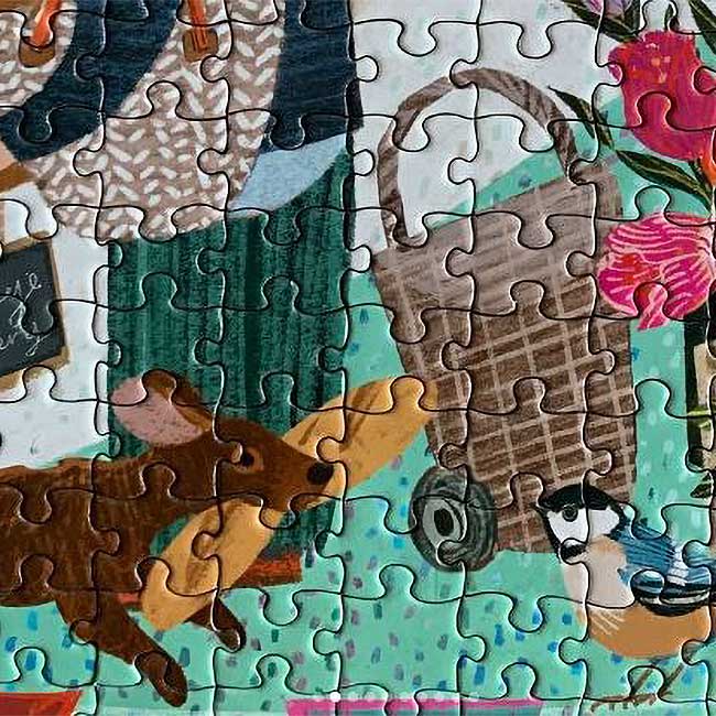 Opção D - Animais em quebra-cabeça de peças de corte tradicional